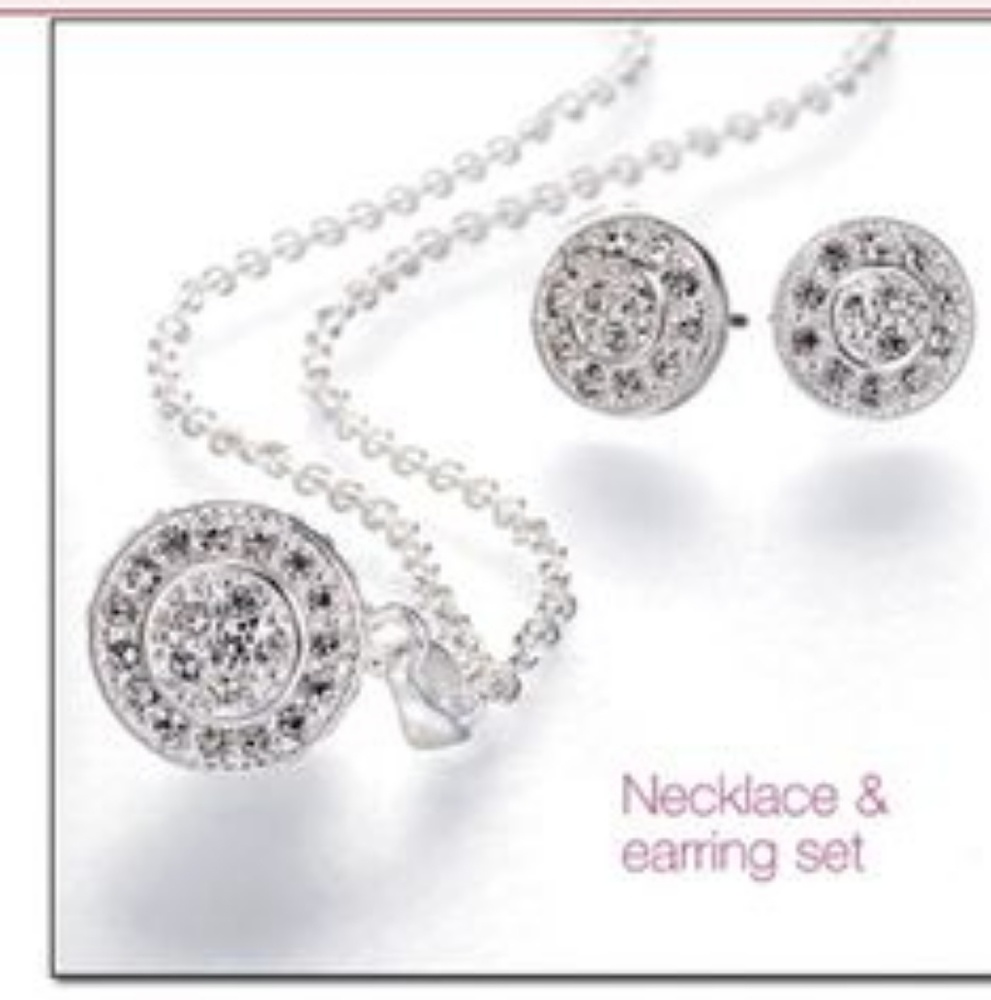Pavé Circle Necklace and earrings set Avon
